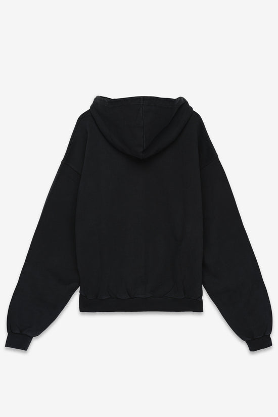 Oversized Double Zip Hoodie in Vintage Black