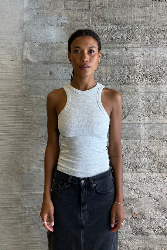 Fitted Tank Top in Light Heather Grey